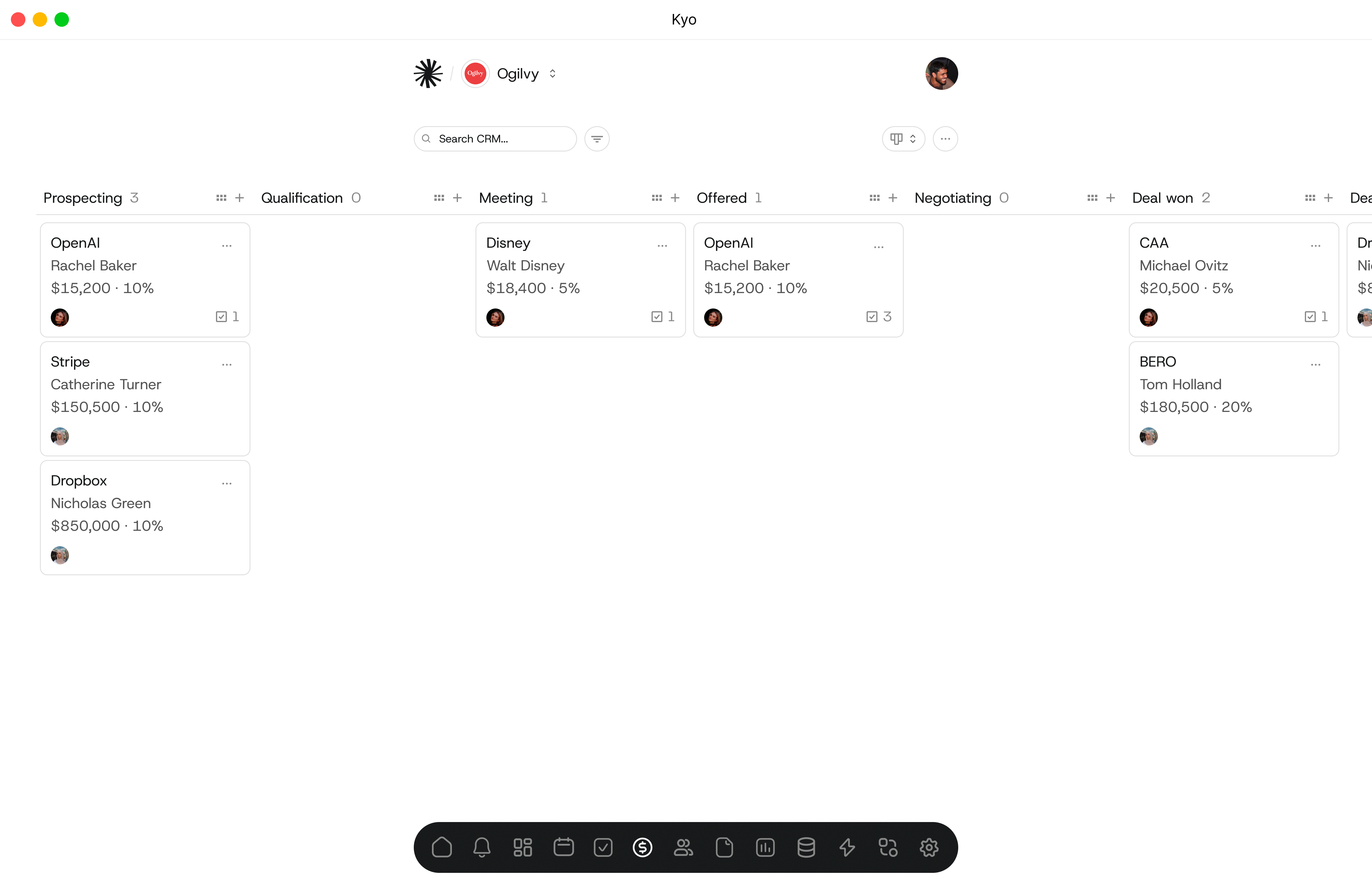 Kyo application dashboard